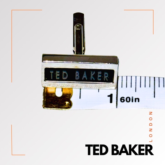 TED BAKER Men's Silver & Black Logo Cufflinks - Picture 4 of 7